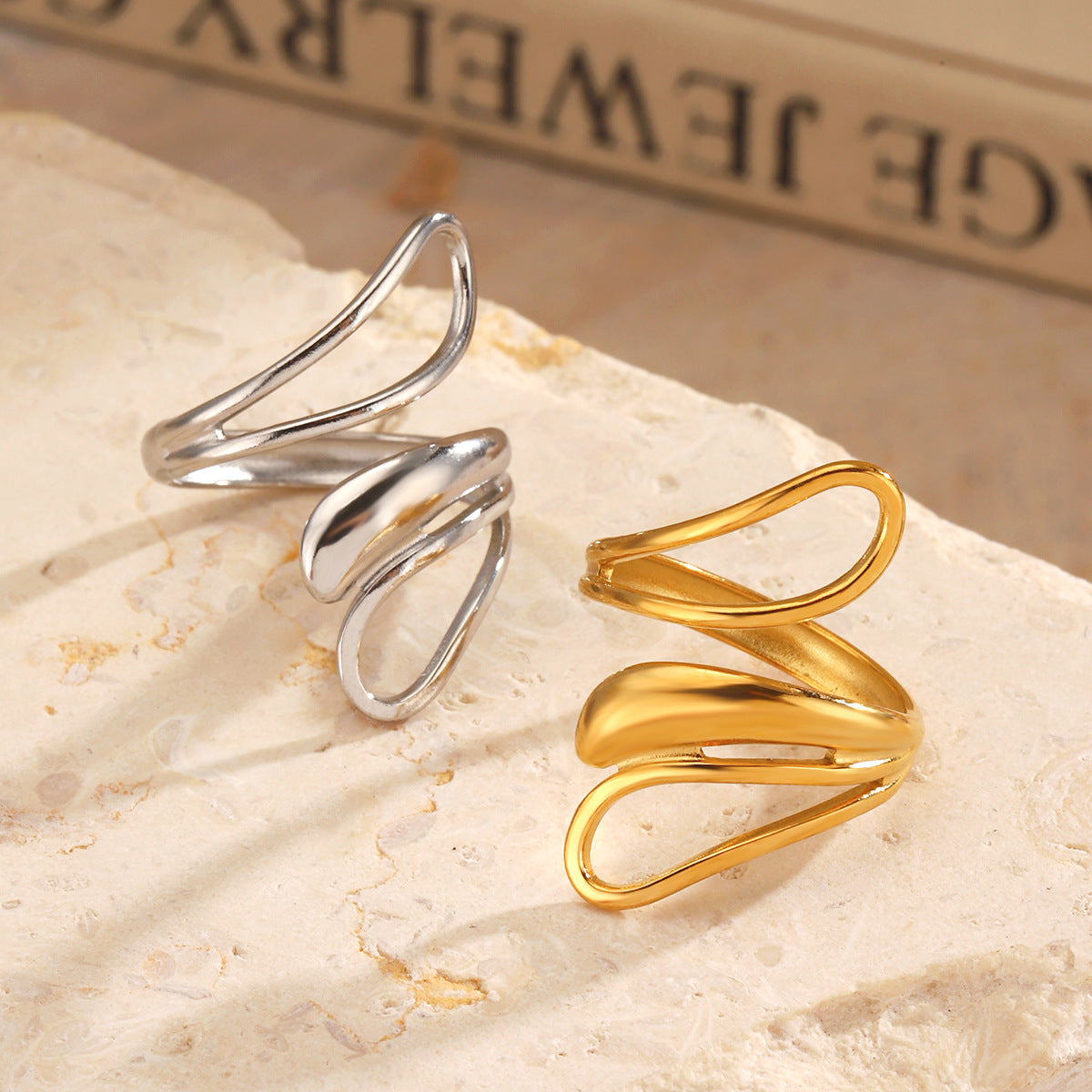 Wholesale Stainless Steel Electroplated Hip Hop Open Ring Fashion Accessory Gift for Women