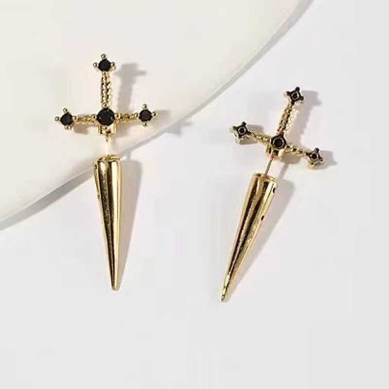 Wholesale Retro Crystal Diamond Dagger Earrings