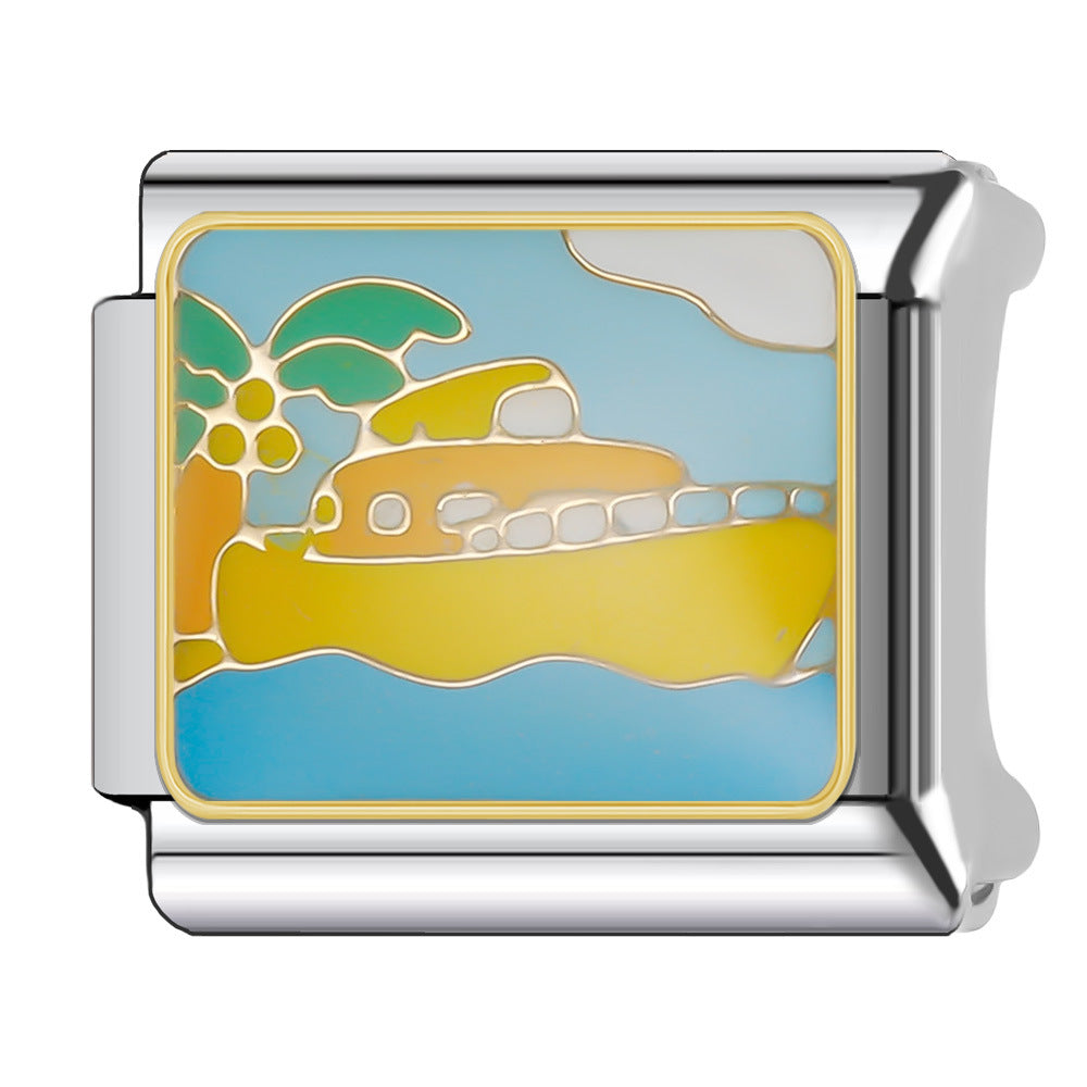 Wholesale Italian Charm Bracelet 9mm DIY Splicing Creative Pattern Stainless Steel Composable Bracelet