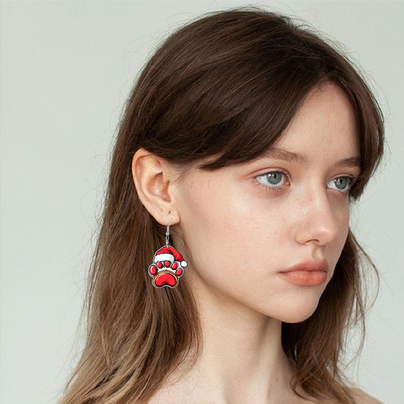Wholesale Charming Christmas Dog Claw Acrylic Earrings