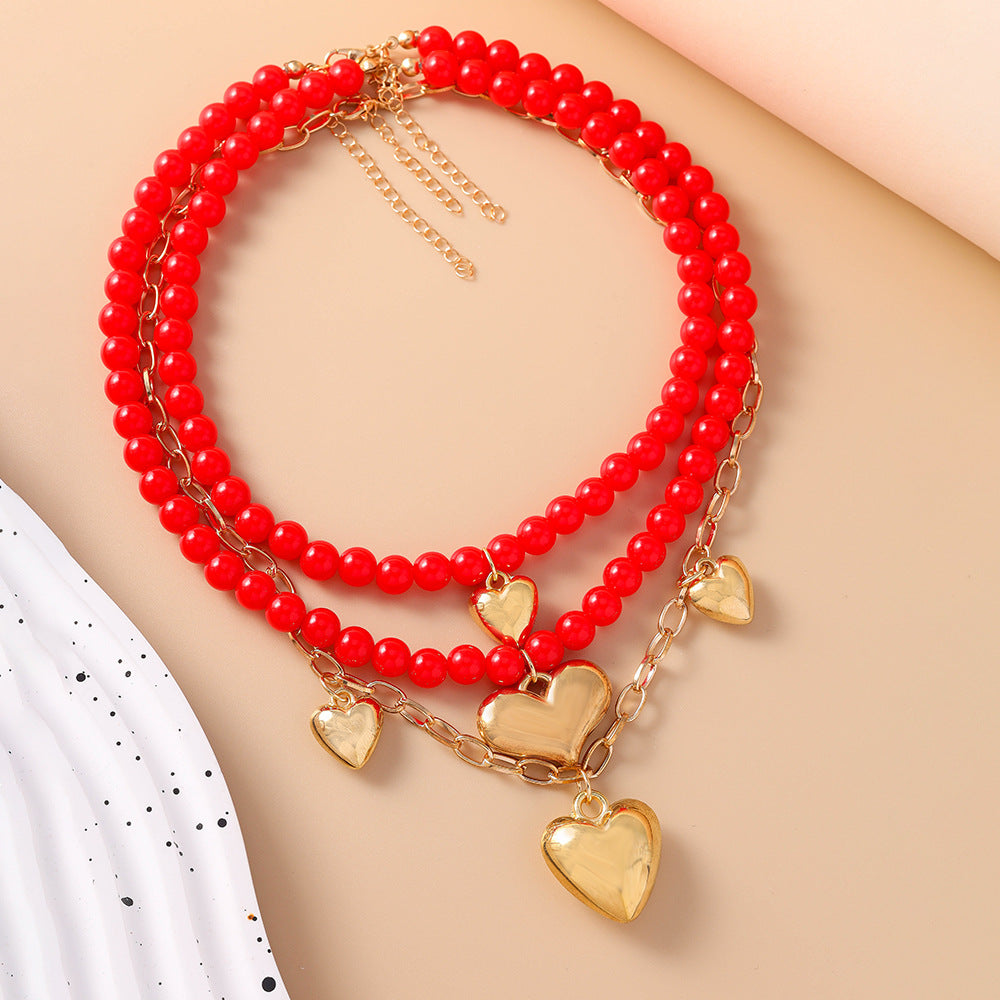 Wholesale European Versatile Three-dimensional Heart Necklace Set ACC-NE-YueSen021