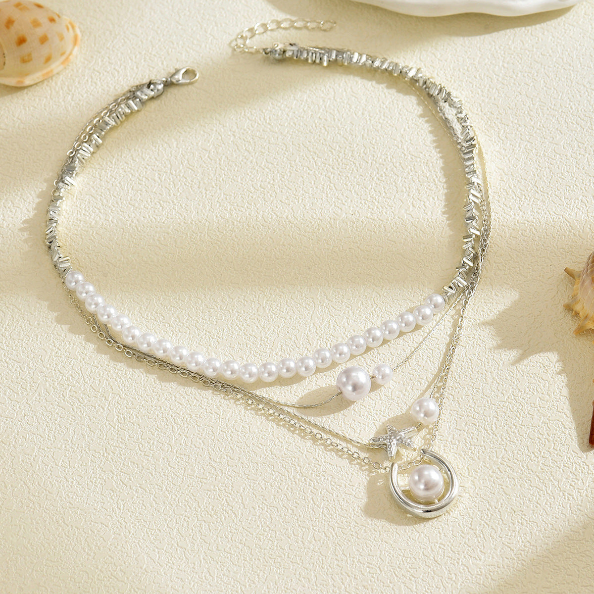 Wholesale Vintage pearl necklace light luxury star pendant jewelry necklace