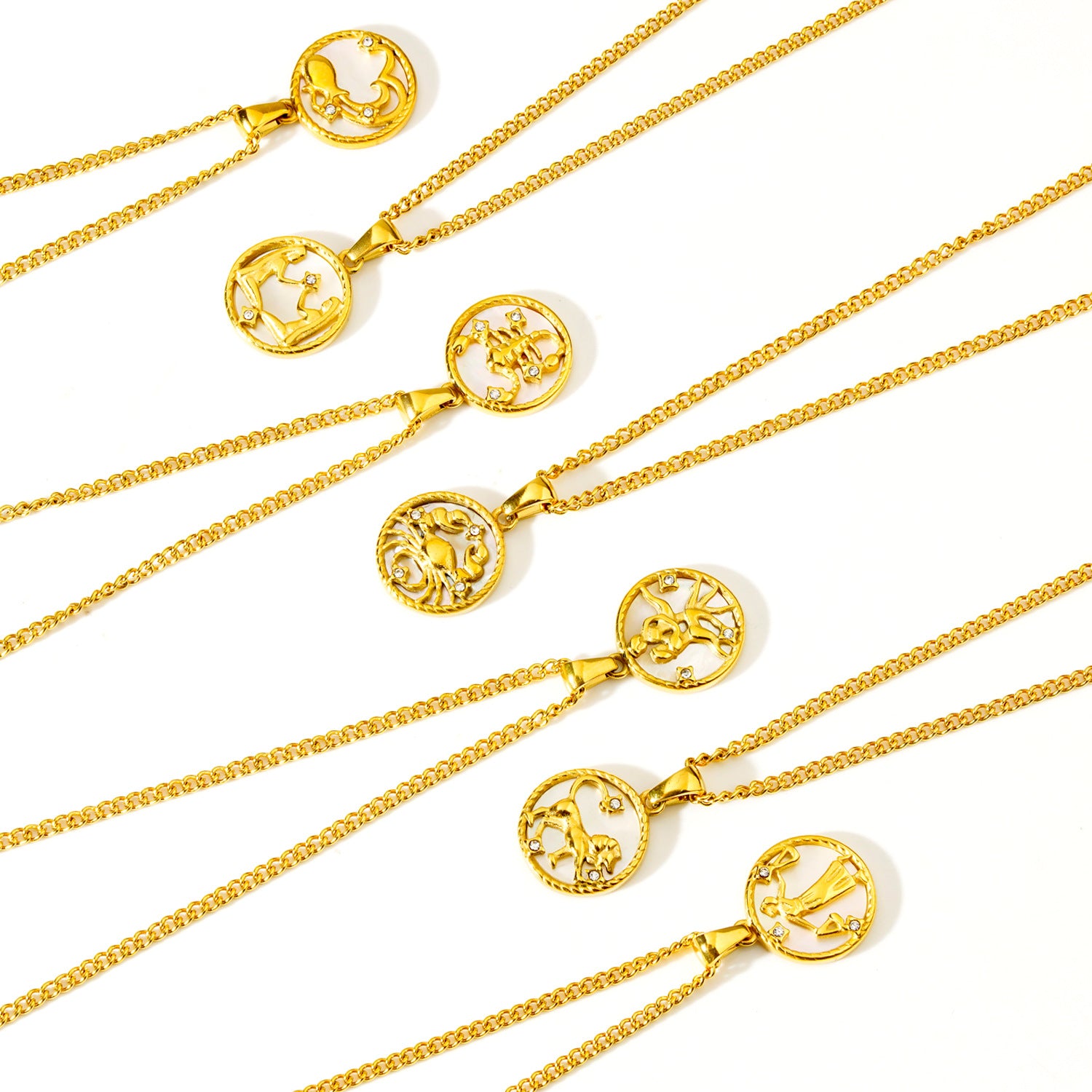 Wholesale niche high-end  stainless steel twelve contion diamond necklace jewelry