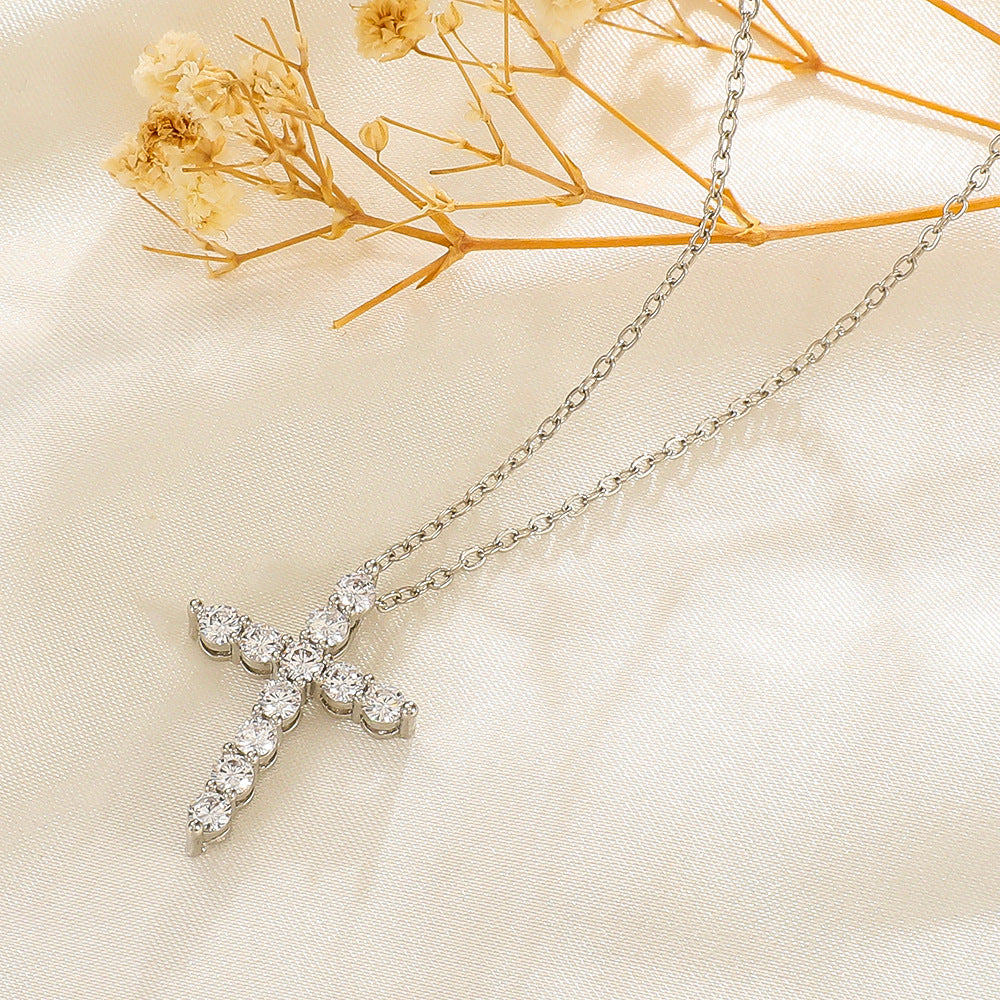 Wholesale Zircon Virgin Cross Necklace ACC-NE-MY004