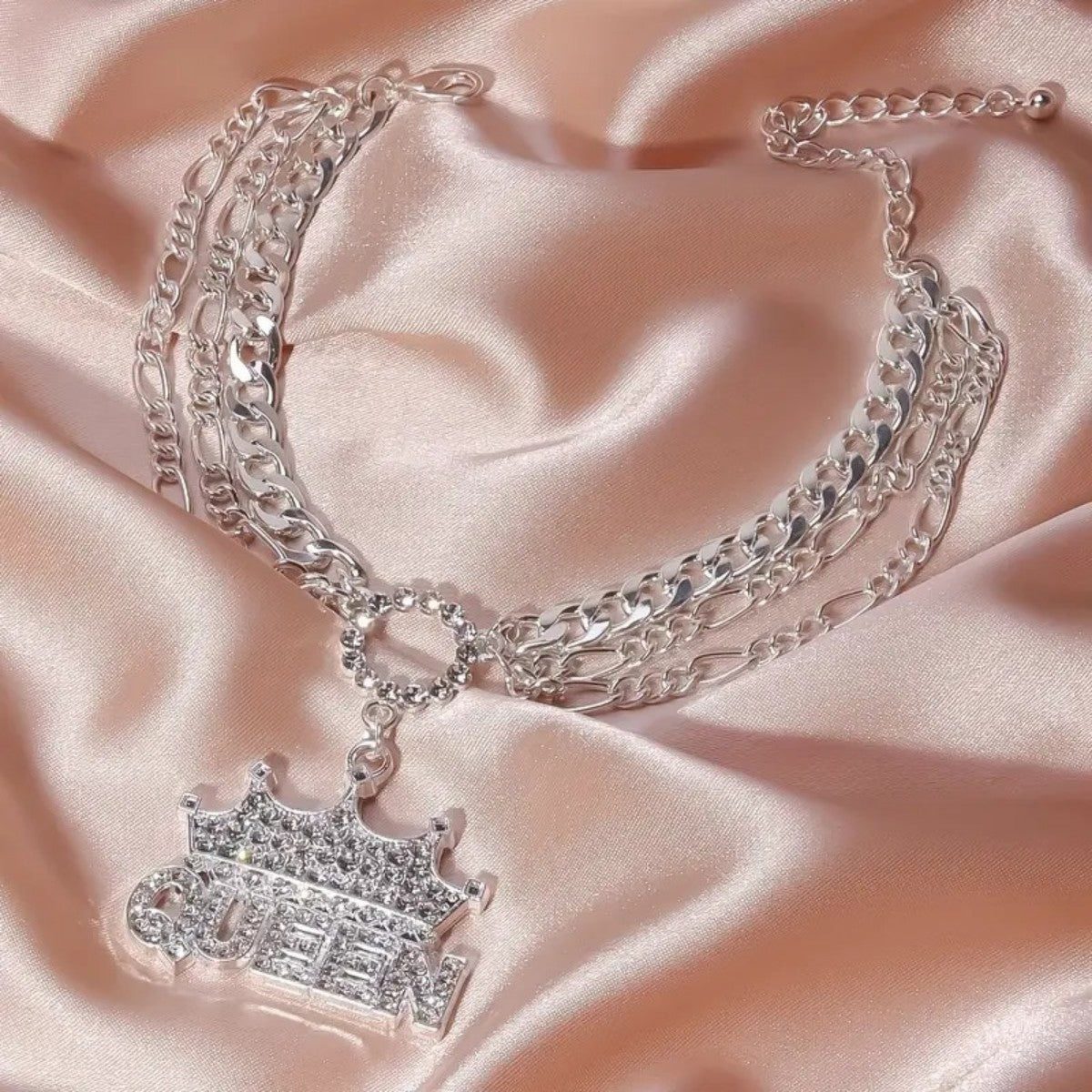 Wholesale Diamond Crown Queen Letter Anklet