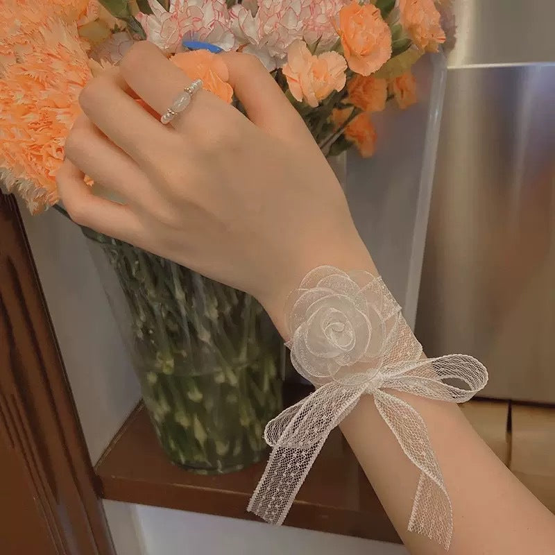 Wholesale Handmade Fabric Flower Choker Necklace With Wax Rope Trendy Jewelry Accessory For Women Gift