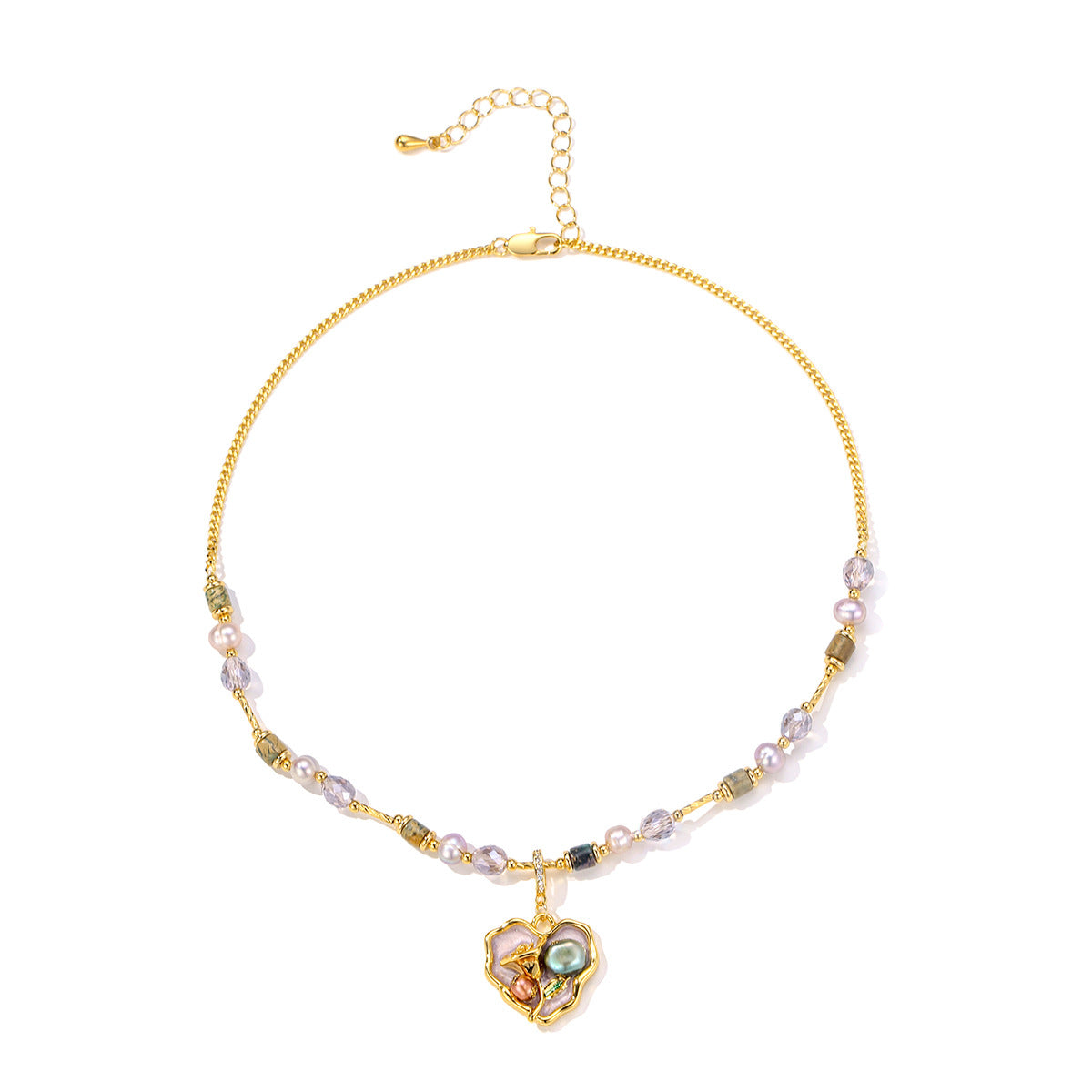 Wholesale Oil Painting Love Necklace Natural Freshwater Pearl Not Fading Beaded Necklace