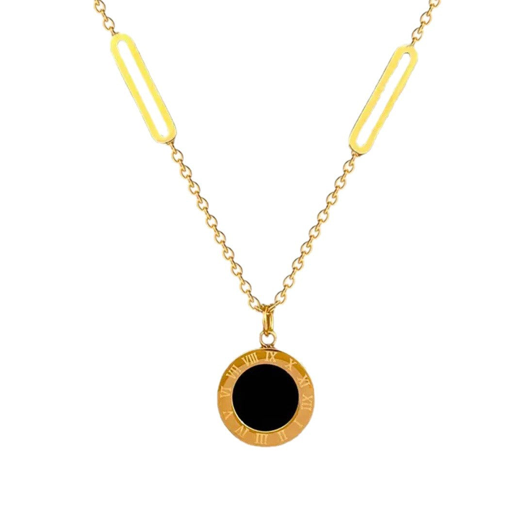 Wholesale Titanium Steel 18K Gold-Plated Roman Numeral Pendant