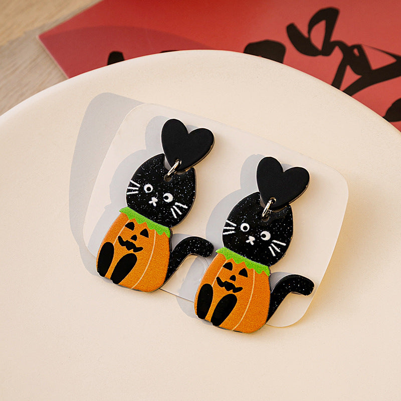 Wholesale Halloween Cat Acrylic Earrings ACC-ES-MDD033