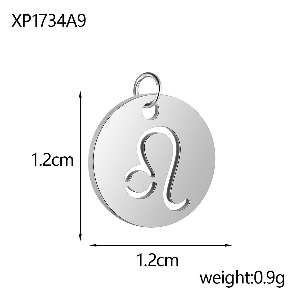 Wholesale Stainless steel 12 constellation hollow round card pendant