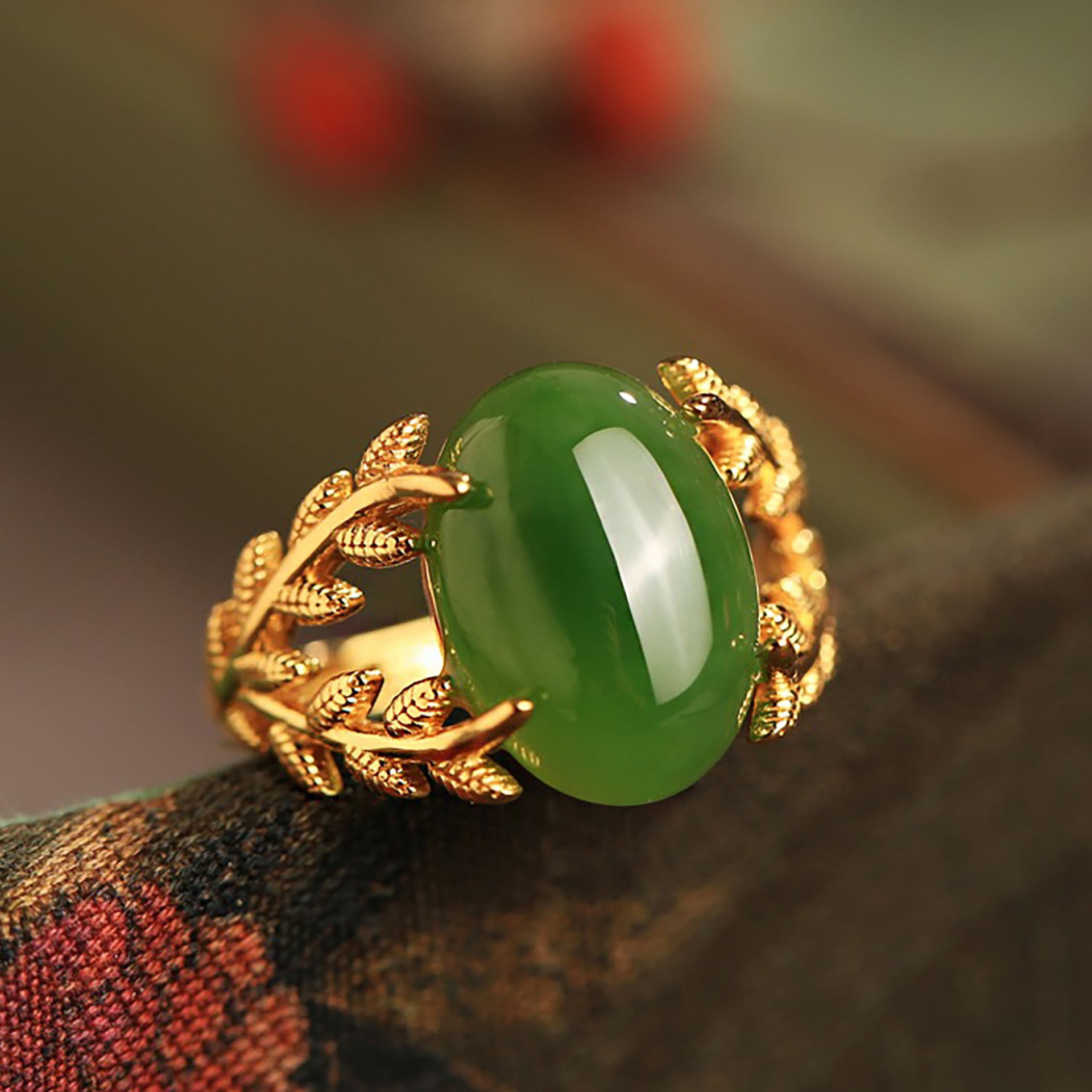 Wholesale Light luxury jade inlaid ring