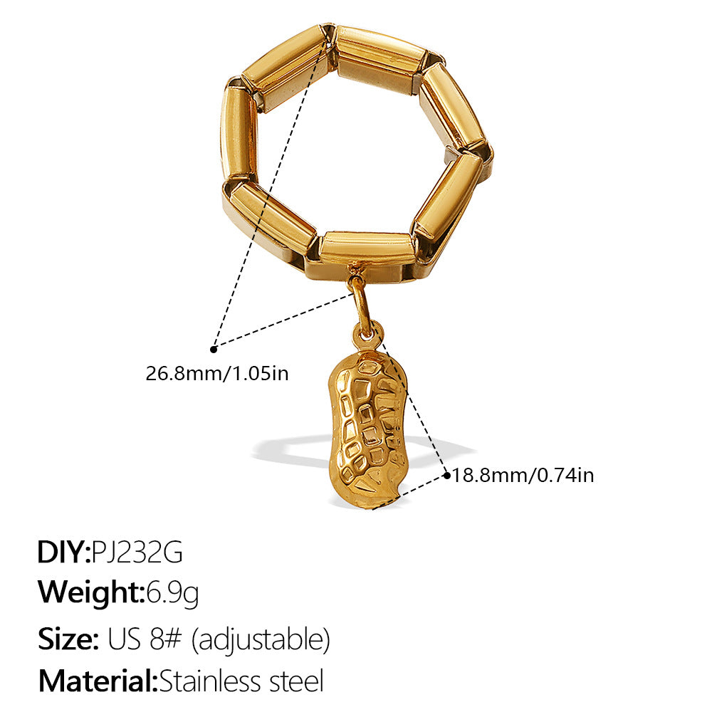 Wholesale DIY Pendant Ring Stainless Steel Plated with 18K Gold Exaggerated Multi-Element Pendant Ring for Women