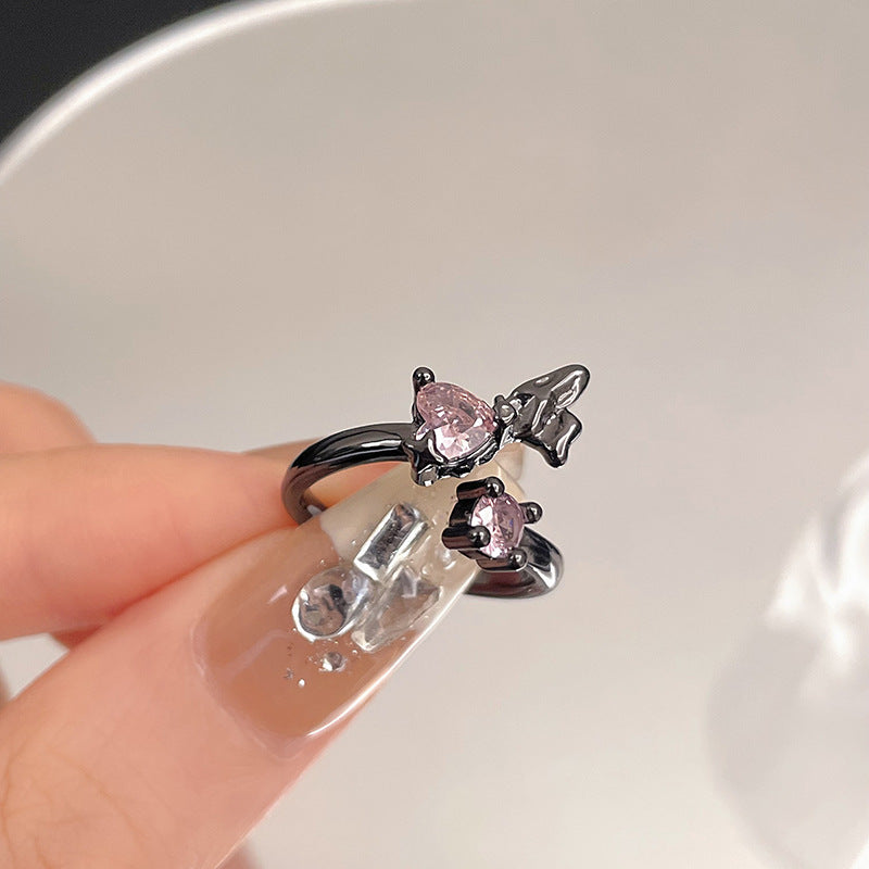 Wholesale Dark Purple Zirconia Open Ring Adjustable Rings ACC-RS-JiuHao011