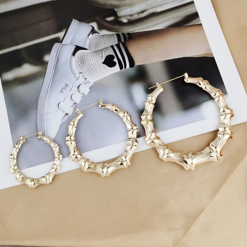 Wholesale  Personality Exaggerated Super Large Bamboo Earrings