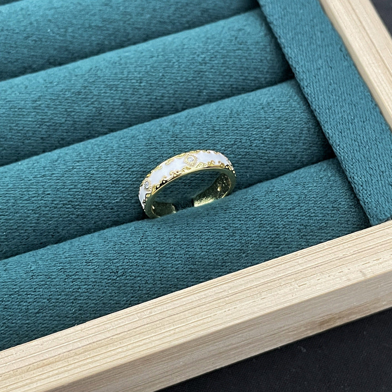 Wholesale Light Luxury Enamel Dropping Glaze Butterfly Flower Ring