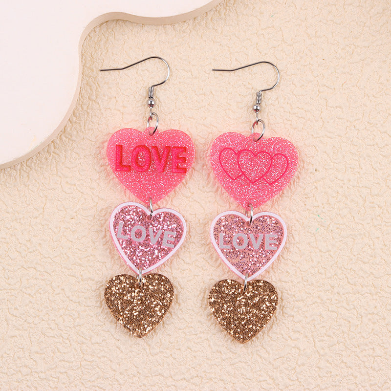 Wholesale Valentine' s Day Acrylic Heart Print XO Letter Earrings