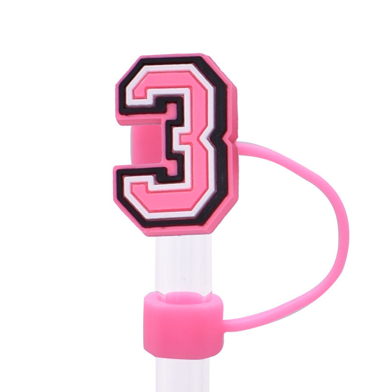 Wholesale Random 100pcs Pink letter cartoon Straw Cover Straw Tube Cap