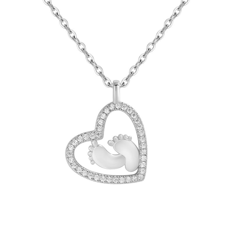 Wholesale Heart Shaped Zircon Copper Foot Necklace ACC-NE-YingRong004