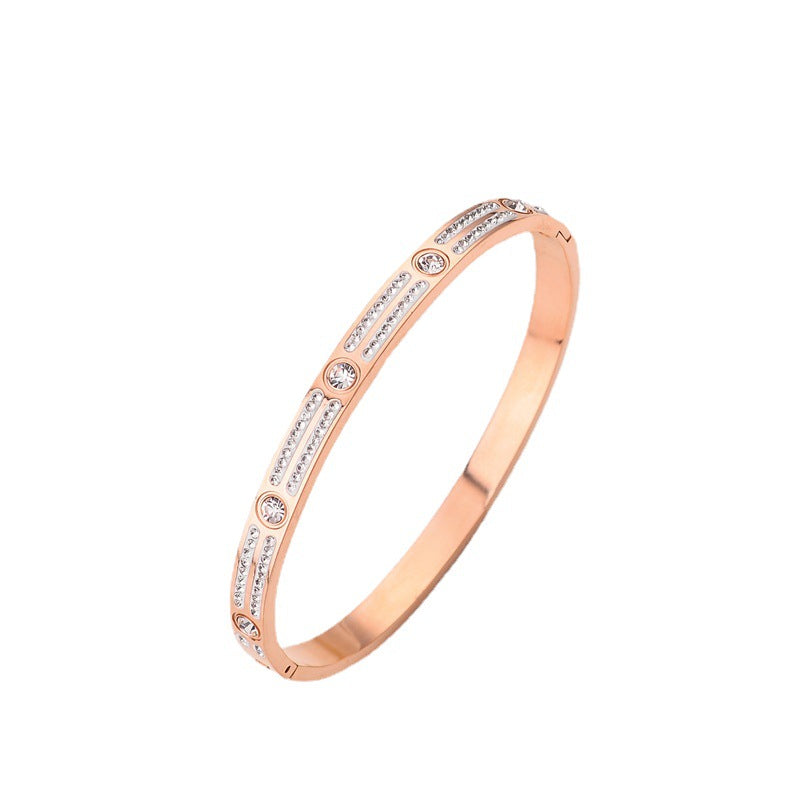 Wholesale Titanium Steel Rose Gold Diamond Bracelet