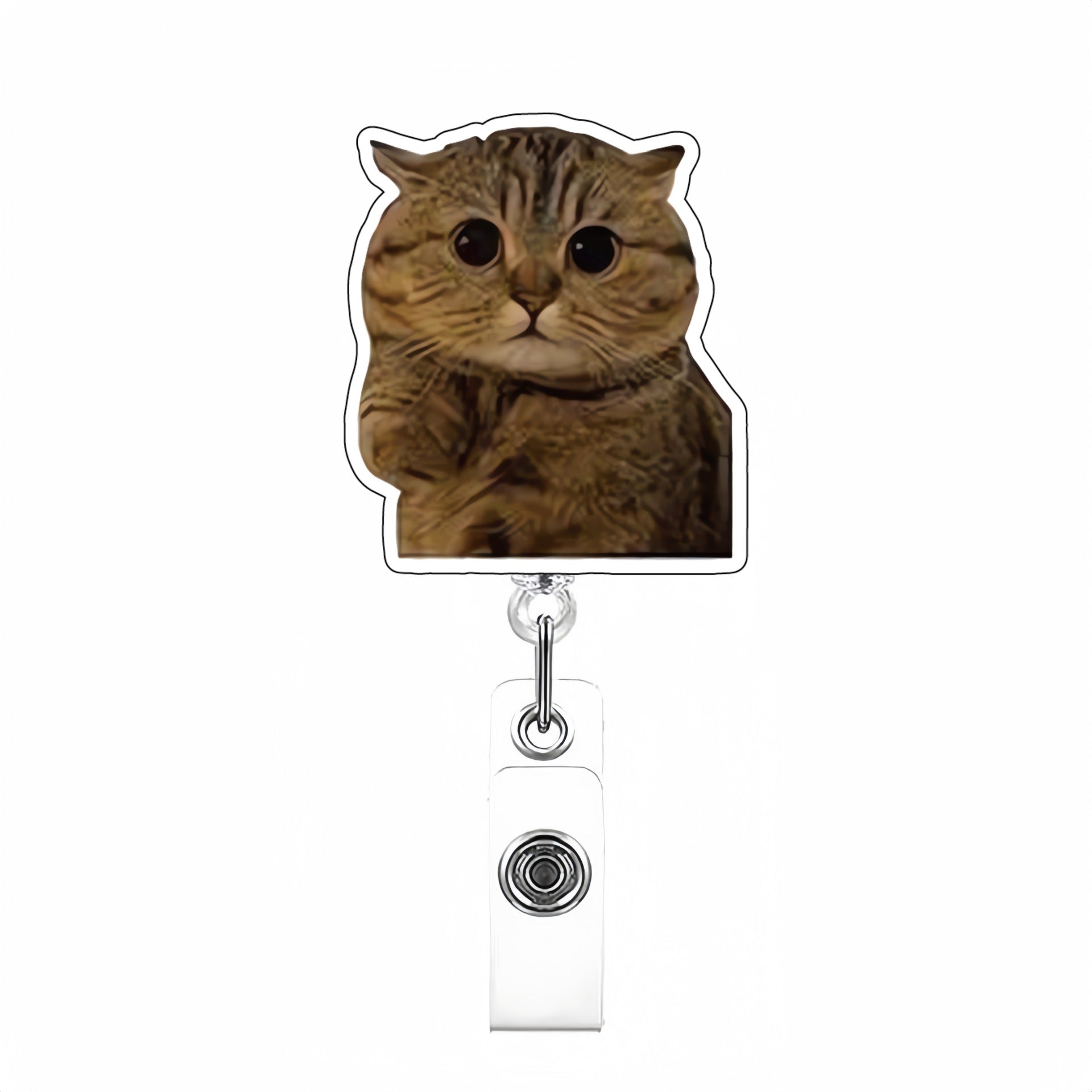 Wholesale Cute Cat Acrylic Retractable Rotating Badge Keychain