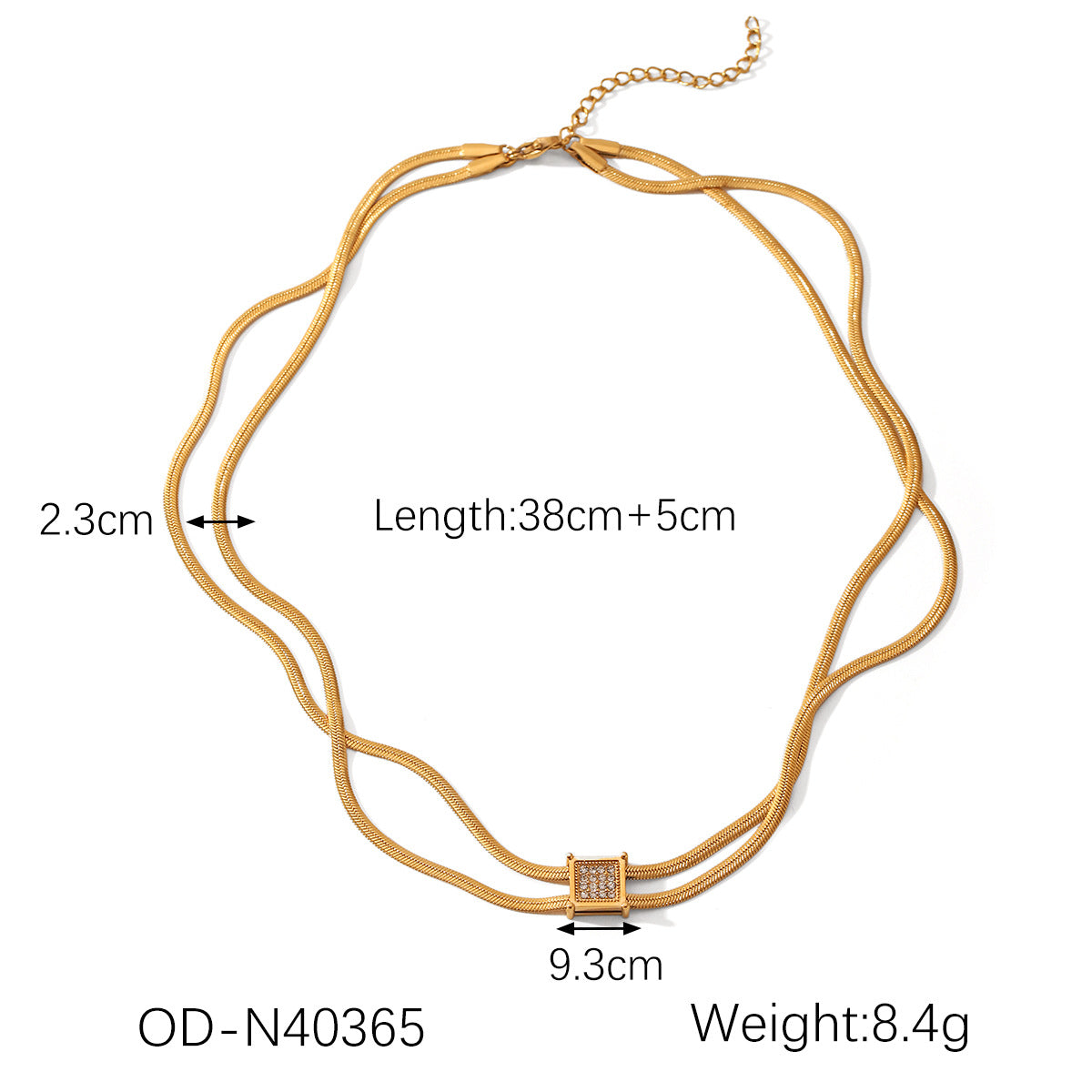 Wholesale Stainless Steel 18K Gold Double-layer Necklace Bracelet Light Luxury Necklaces