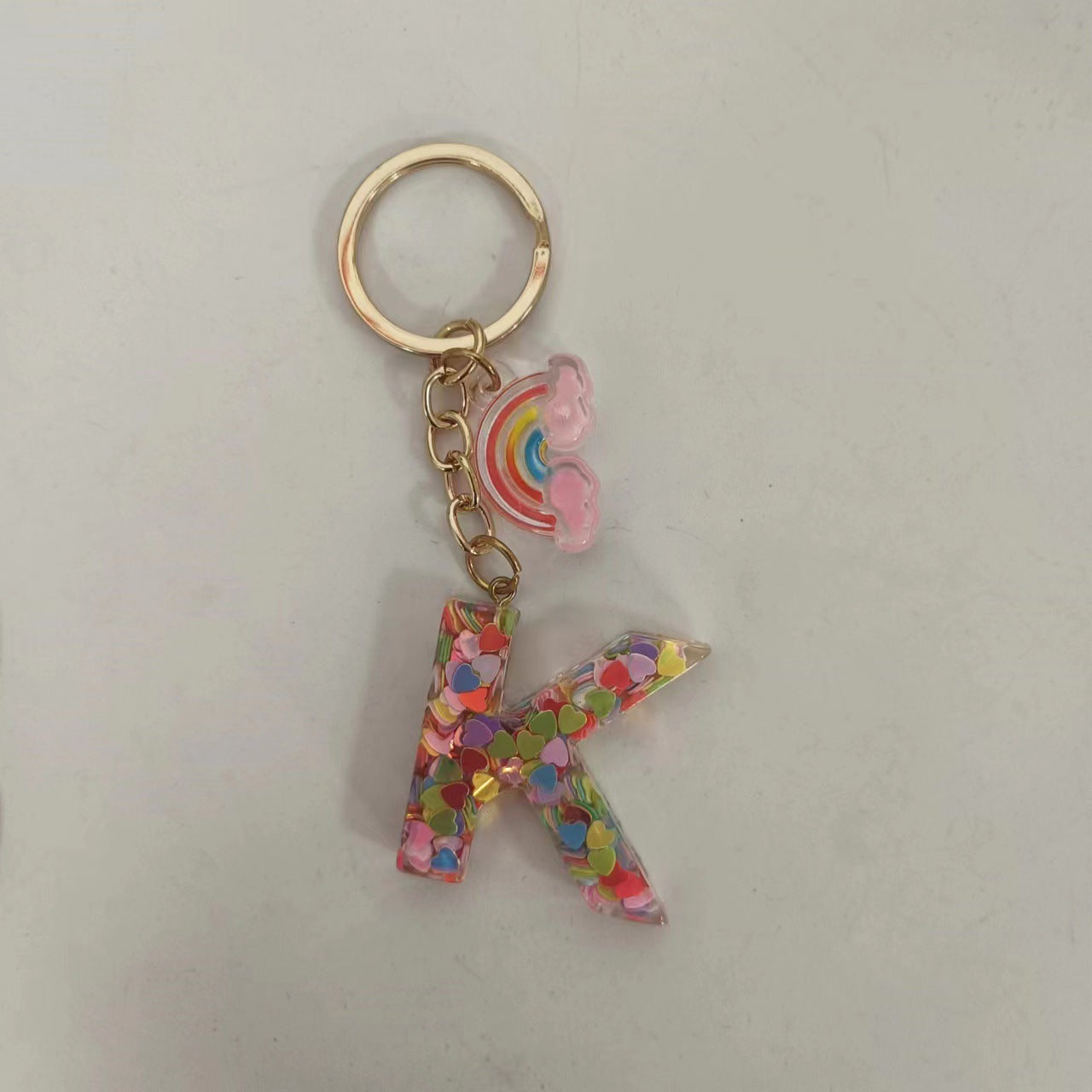 Wholesale Trendy Resin Alphabet Letter Keychains 26 A Z Iridescent Sequin Charm Set Party Gift Bag Charm Boutique Resale Accessory