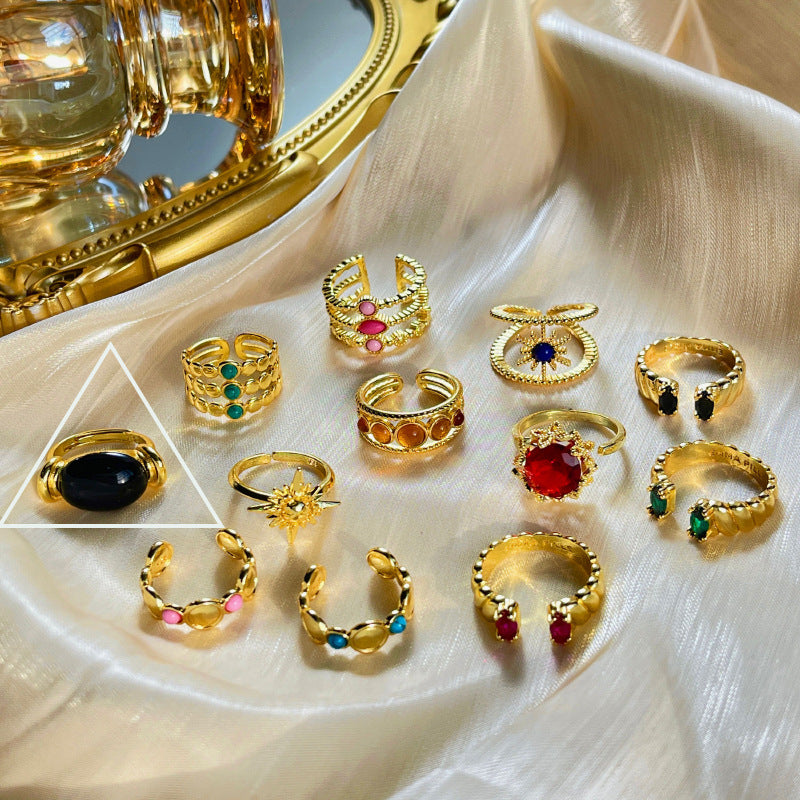 Wholesale Vintage 18k Gold Ring with Adjustable Opening Adjustable Rings Gold Plated Rings ACC-RS-YaoFeng002