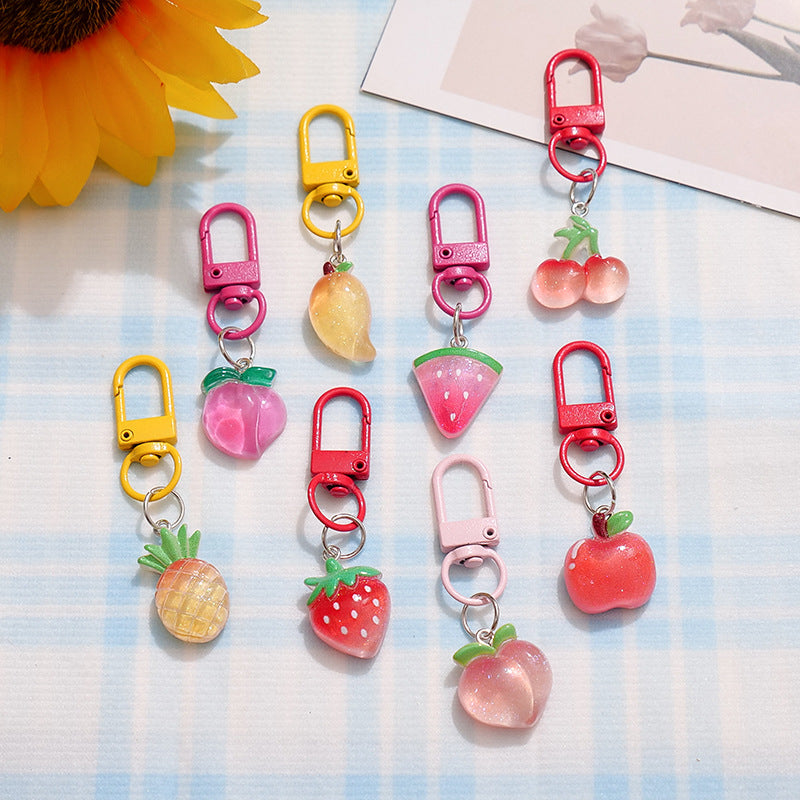 Wholesale Pastoral Style Resin Fruit Keychain Backpack Pendant Trendy Fashion Accessory Gift