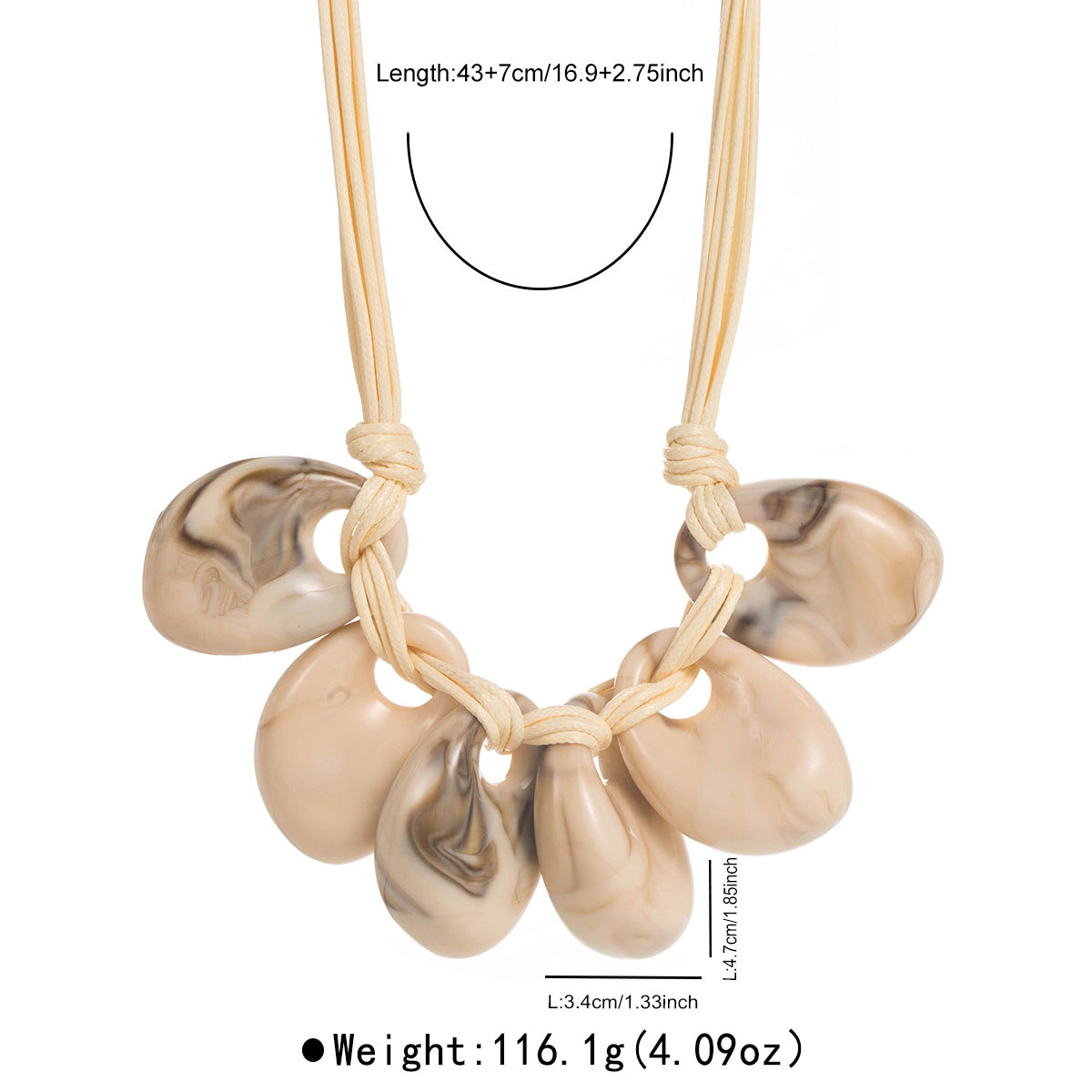 Wholesale  Stylish Exaggerated Retro Resin Smudged Pendant Necklace Niche Design Clavicle Chain