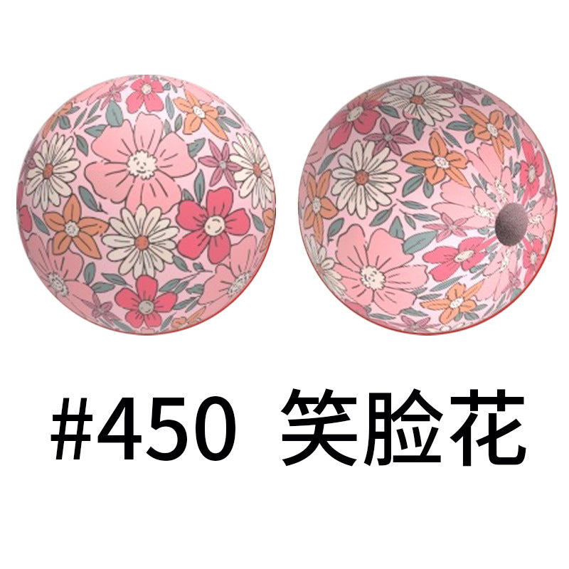 Wholesale 50pcs 15mm Western Style Leopard Skull Color Aztec Printed Silicone Balls Beads ACC-BDS-HeSheng001