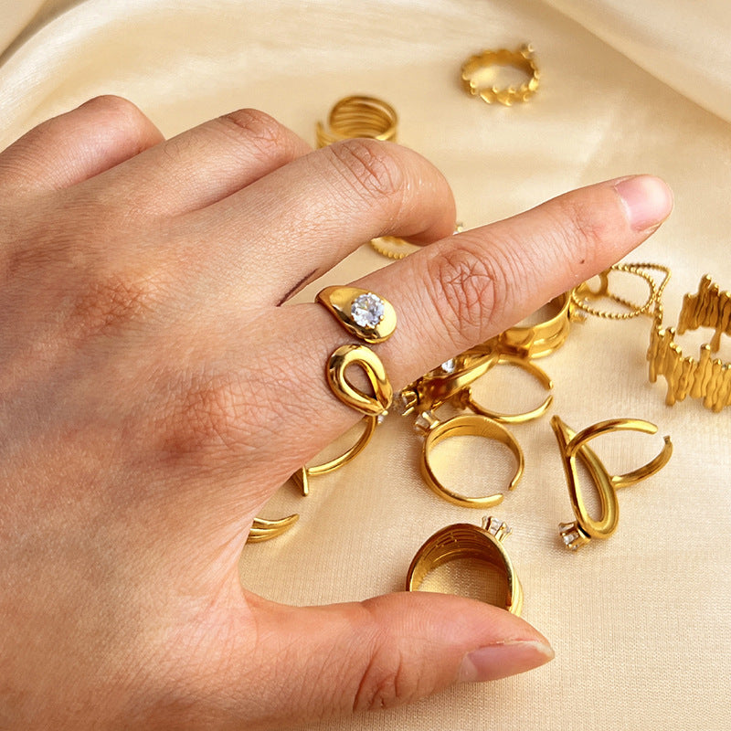 Wholesale 10pcs/set fashion diamond ring stainless steel electroplated gold  ring