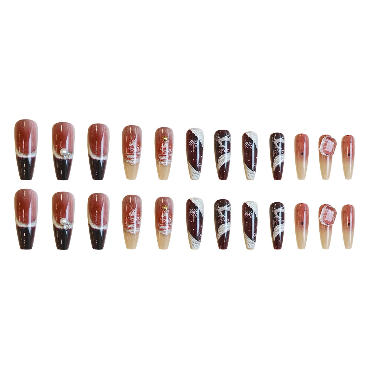 Wholesale 24 Pieces/ box Christmas Red Nails Kits Nail Stickers