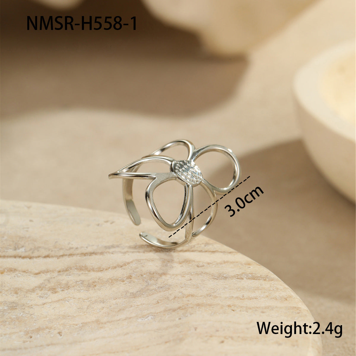Wholesale  Gold and Silver Color Matching Hollow Flower Stainless Steel  Ring  Earrings