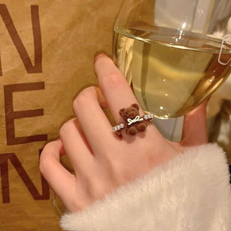 Wholesale  Bow Bear Flocking Opening Ring