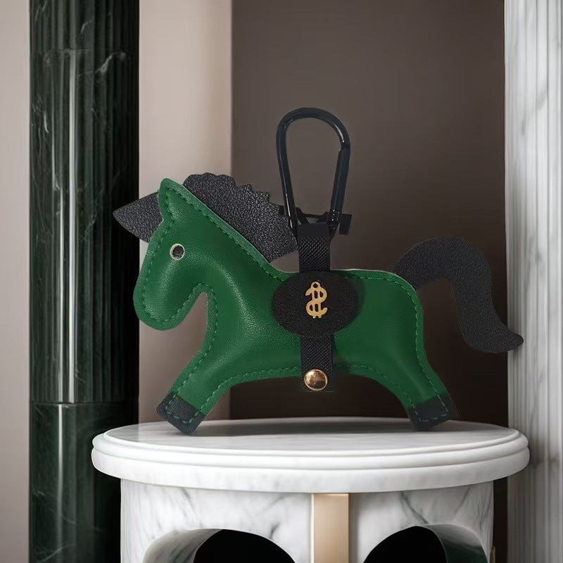 Wholesale Creative Horse Shape Leather Keychain Bag Charm Burgundy For Car Keys And Housewarming Gift