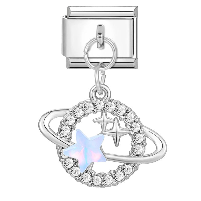 Wholesale Charms module handmade colored diamond pendant personalized butterfly moon DIY module bracelet