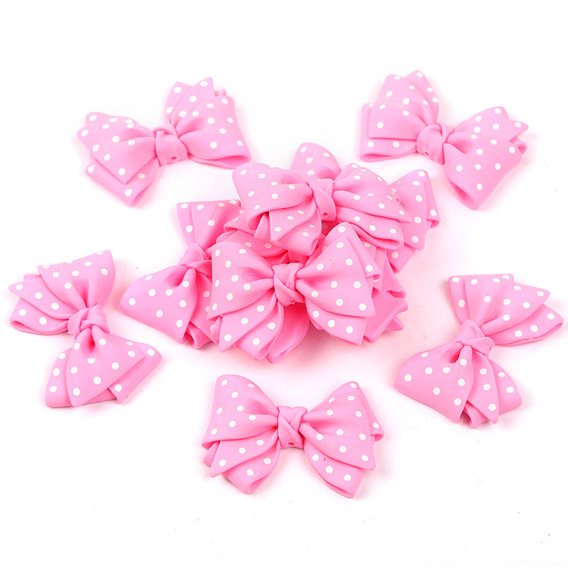 Wholesale 25PCS Large Polka Dot Bow Straight Hole Beads DIY Resin Accessories Beading Material ACC-BDS-BLG045