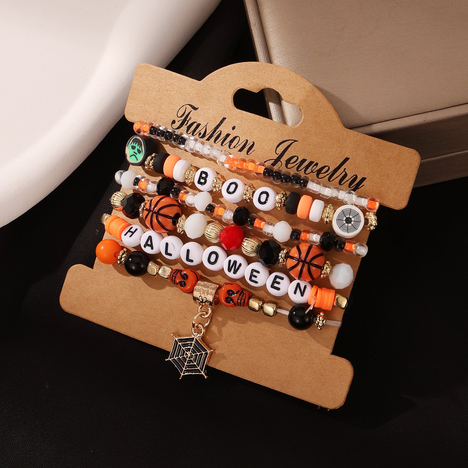 Wholesale  Halloween Funny Skull Skull Rice Bead Bracelet suit