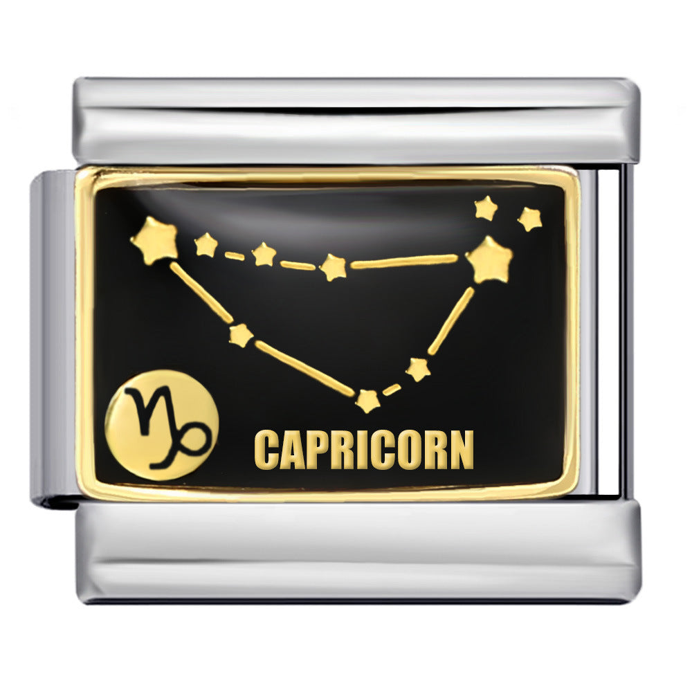 Wholesale Italian Module  12 Constellation Series  Bracelet Stainless Steel Welding Gold Plated Oil Drop DIY Charms