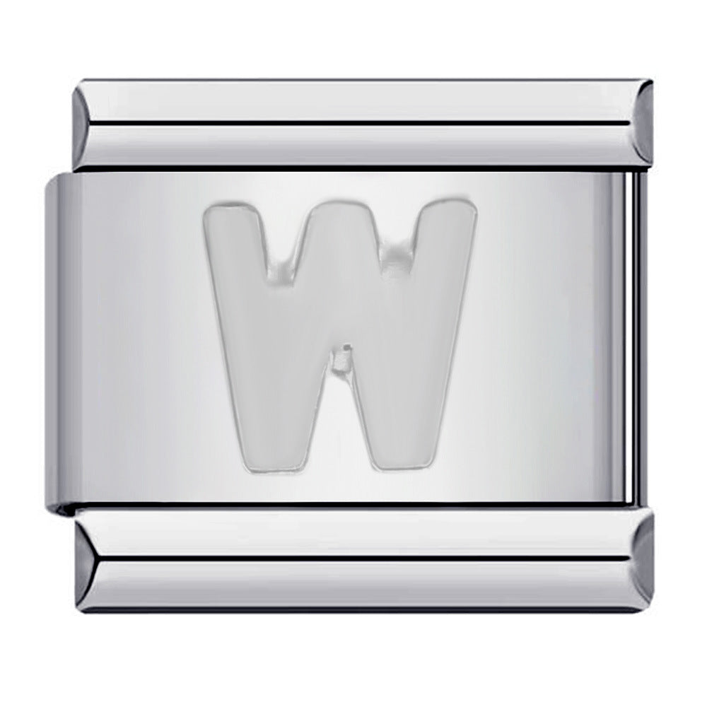 Wholesale Italian Charm Bracelet 9mm DIY Splicing Removable Silver Concave Letters Stainless Steel Composable Bracelet