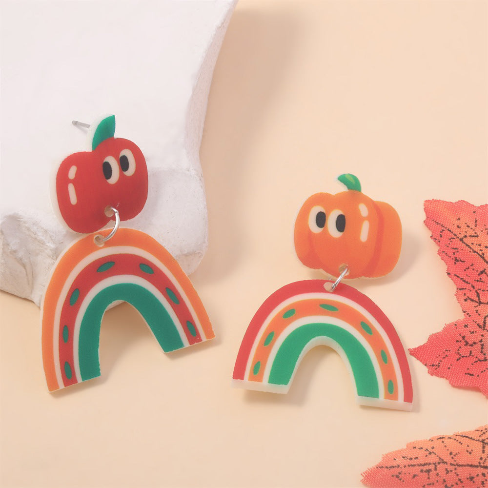 Wholesale  acrylic earrings personality Thanksgiving pumpkin pie earrings