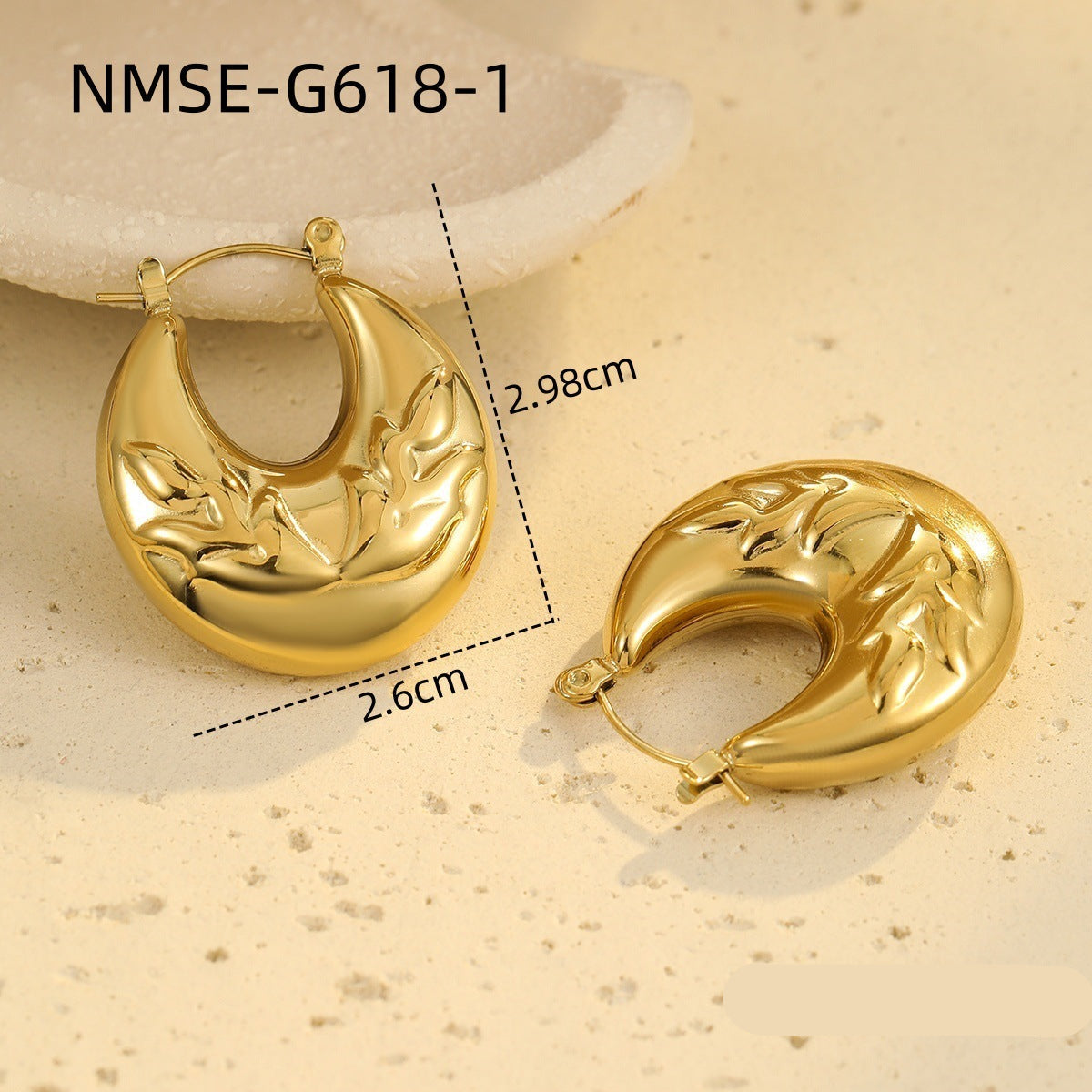 Wholesale Retro 18K Gold Plated Stainless Steel Earrings