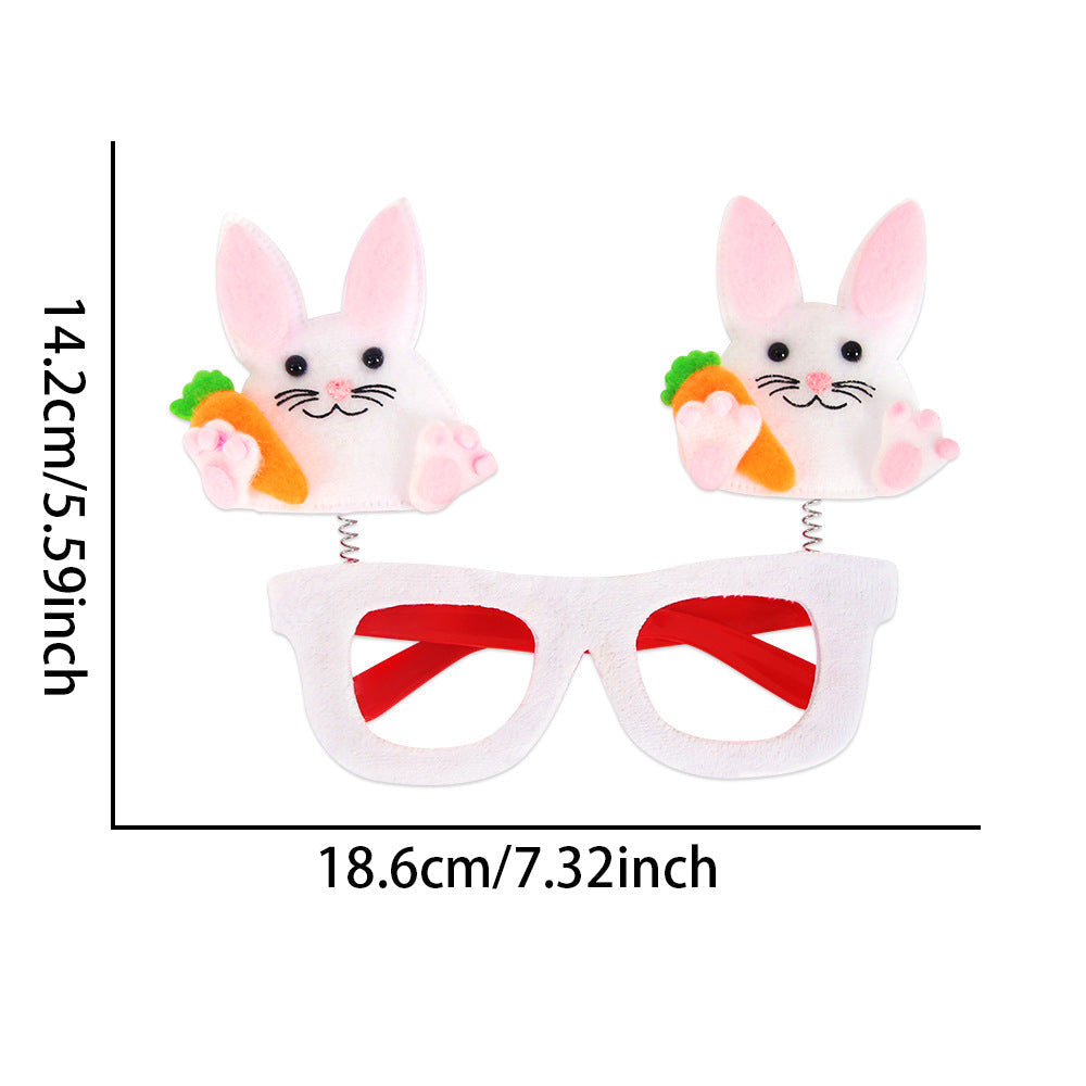 Wholesale  Easter decorations flannel chicken rabbit photo glasses decoration