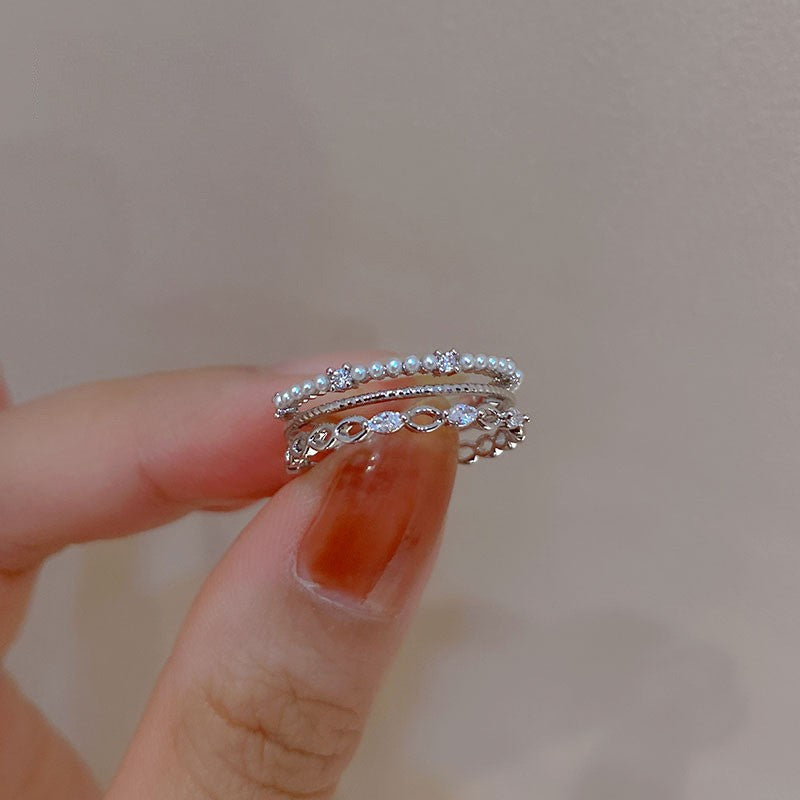 Wholesale Plated Fresh Water Pearl Zircon Butterfly Ring
