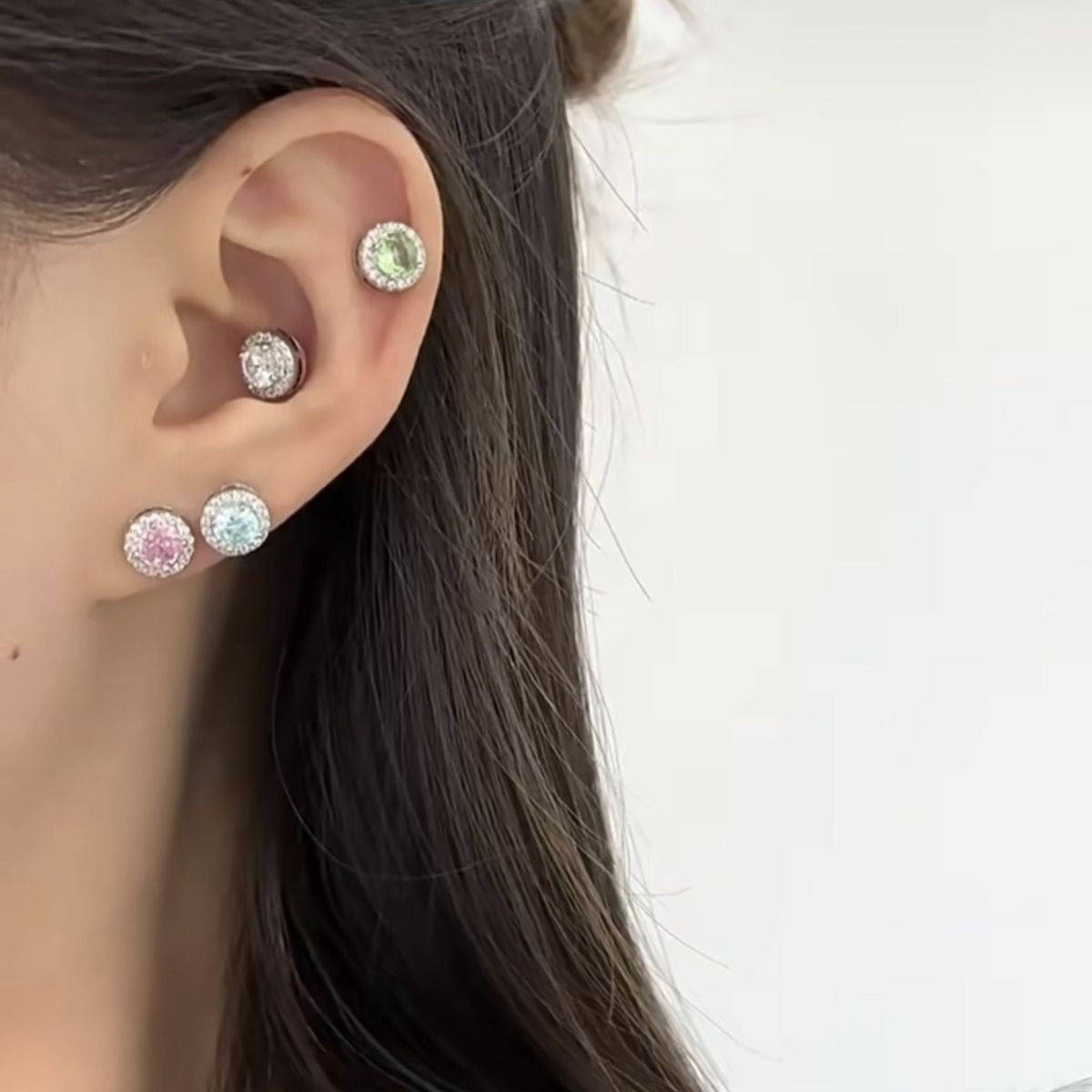 Wholesale Titanium Steel Sparkling Summer Clear Zircon Ear Bone Nails Earrings