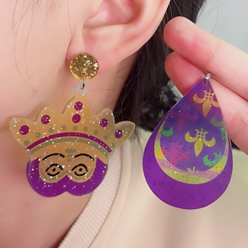 Wholesale Bohemian Mardi Gras Acrylic Earrings tassel Earrings