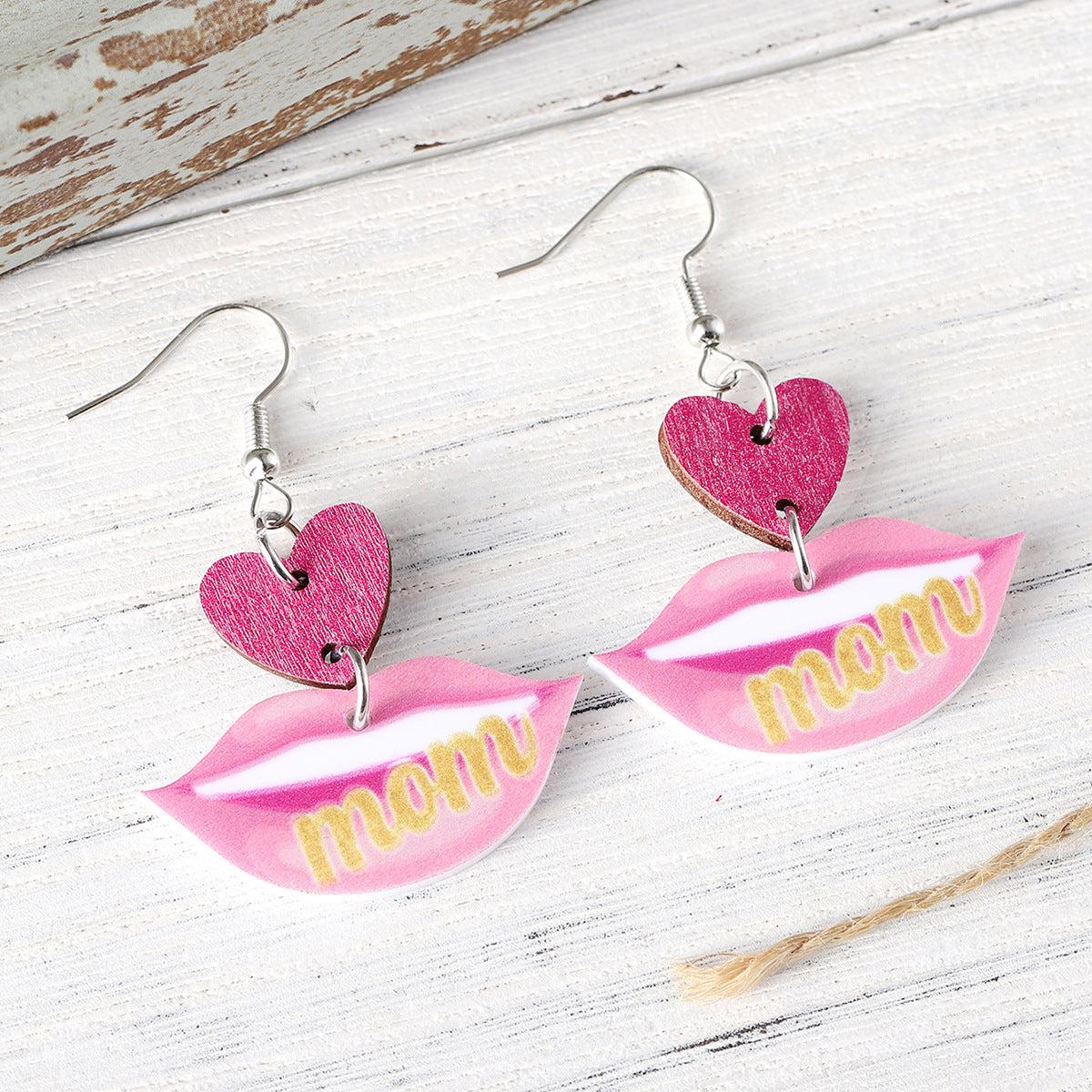 Wholesale  Mother's Day Lips Love Pendant Earrings