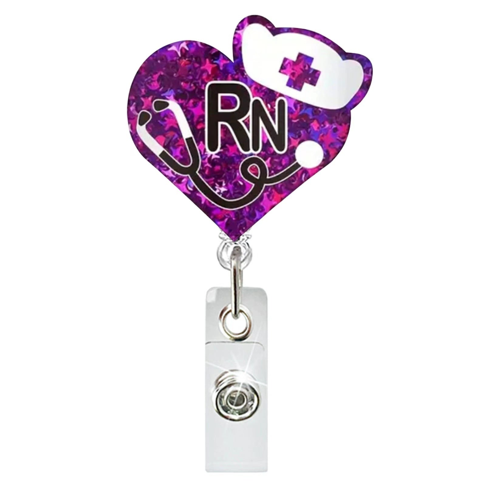 Wholesale Acrylic Glitter Doctor Nurse Telescopic Rotating Clip Badge Scroll Keychain ACC-KC-LingYu005