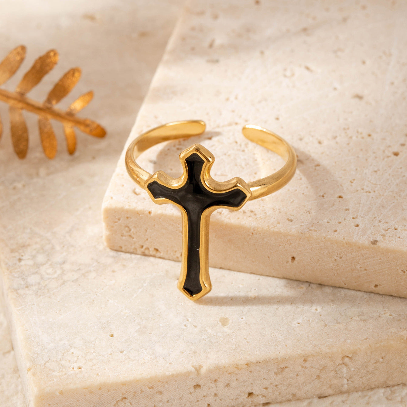 Wholesale Titanium Steel All-match Cross Oil Dropping Opening Adjustable Ring