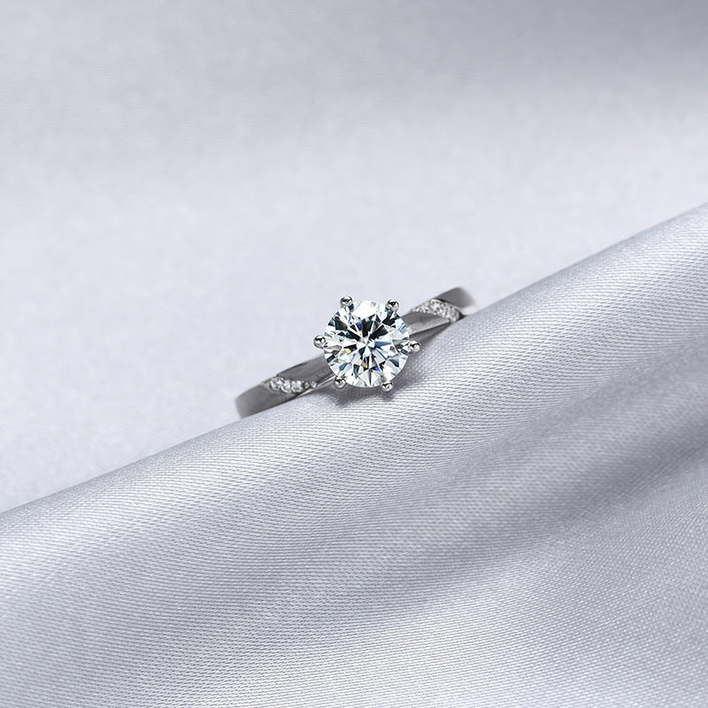 Wholesale  Six-claw Mosane Ring Sterling Silver 1 karat Moissanite Ring